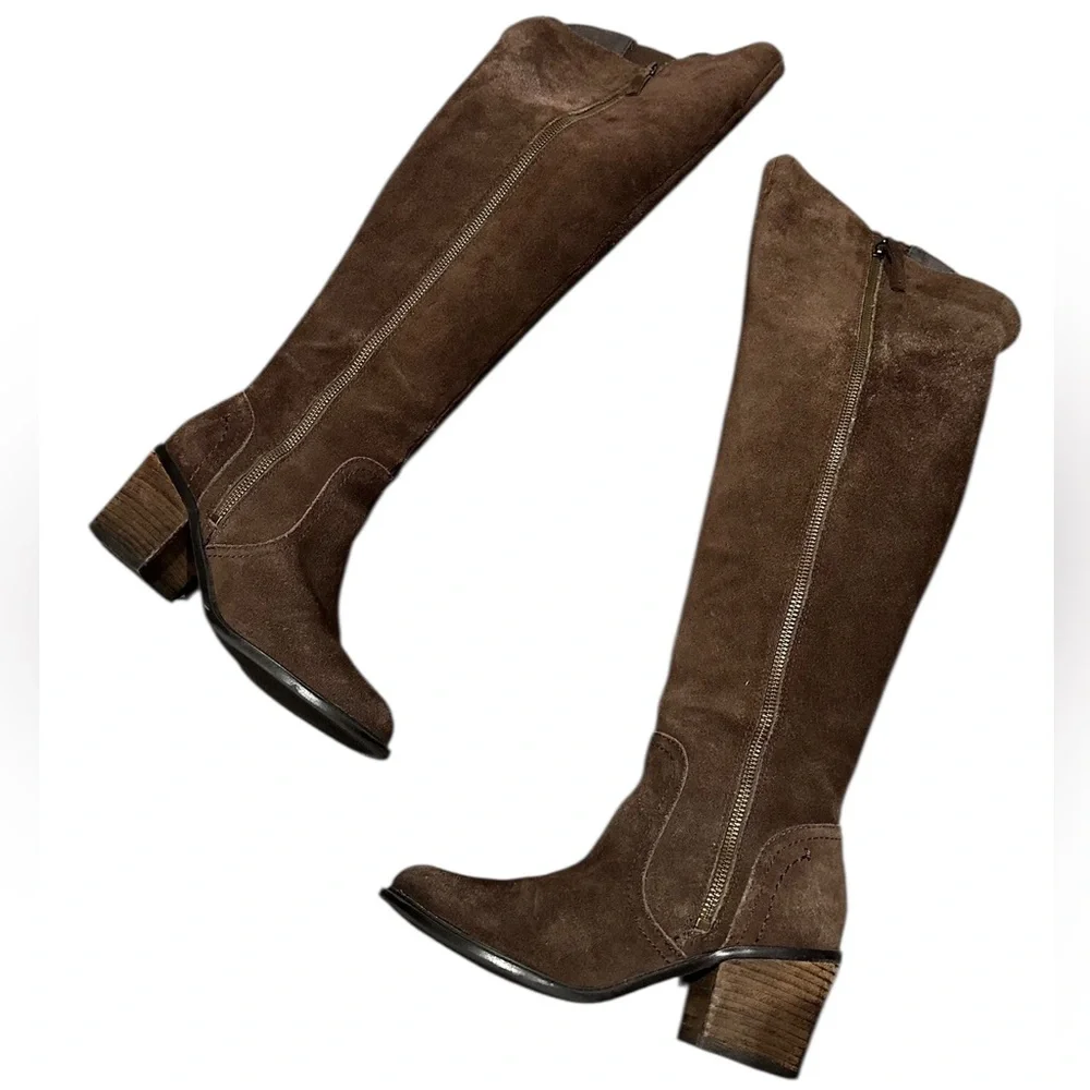 Crown Vintage Uptown Brown Suede Tall Over the Knee Boots Size 6